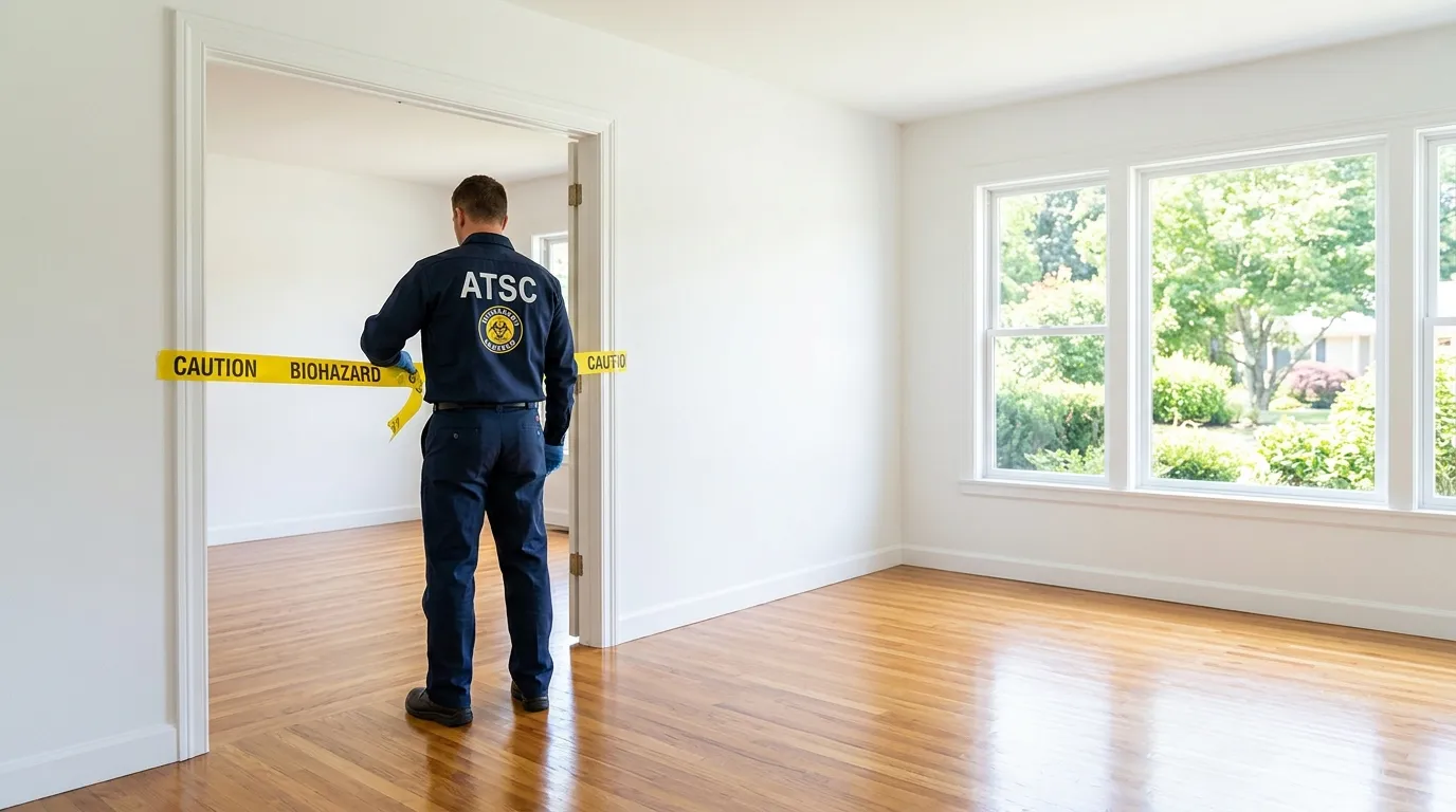 Certified biohazard cleanup crew performing Decomposition Cleanup in Marion